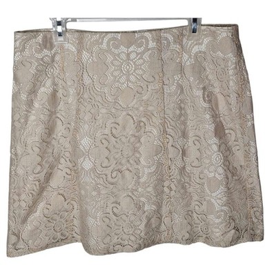 NEW! New York & Co. Women 14 Ivory White Lace Pencil Mini Skirt
