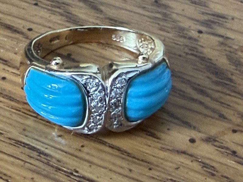 14KYG Turquoise & Diamond Ring 6