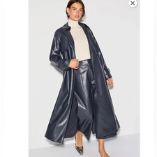 Jason Wu x RTR Navy Faux Leather Trench Coat, Size: L