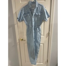 We The Free By Free People Womens Marci Blue Denim Jean Short Sleeve Jumpsuit XS