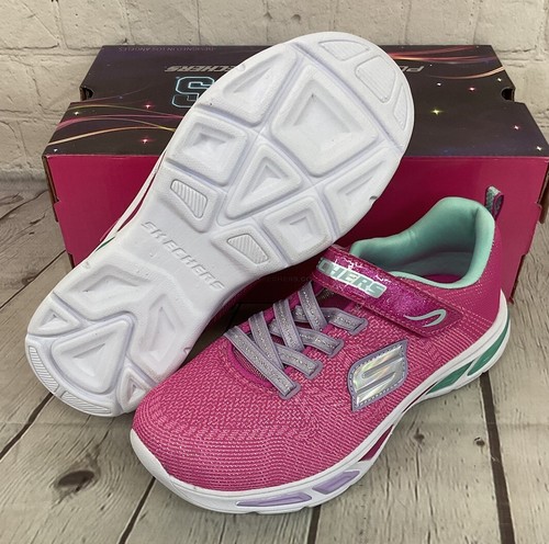 Skechers LiteBeems Shimmer Fashion Girls Hot Pink Lavender Shoes Light Up Size 5 - Picture 5 of 13