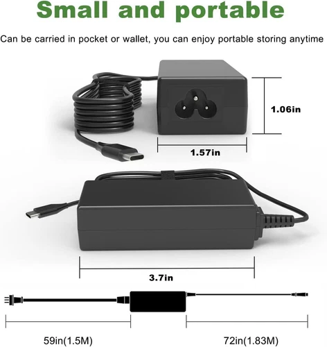 45W Blue Tip USB C Chromebook Charger for HP, Dell, Lenovo, Acer, Asus Samsung - Picture 4 of 13