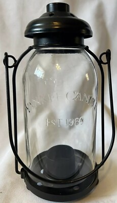 Yankee Candle Black Tea Light Holder Mason Jar Lantern Vintage 1969 Collectible