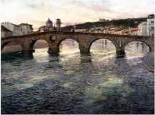 Italy Adige River Verona F. Thaulow Accent Tile Mural Kitchen Backsplash Ceramic