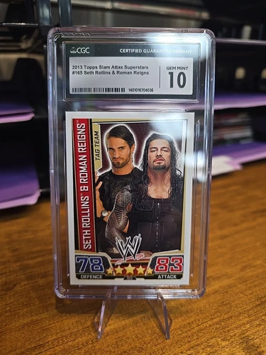 Seth Rollins Roman Reigns 2013 Slam Attax Superstars #165 Rookie CGC 10 LOW POP