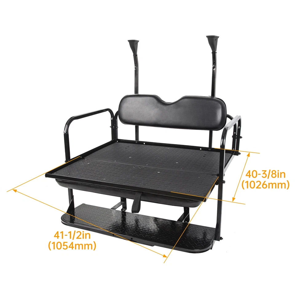 Rear Flip Seat Kit For 2004-up Club Car Precedent/Tempo/Onward Golf Cart Black - Image 2 of 4