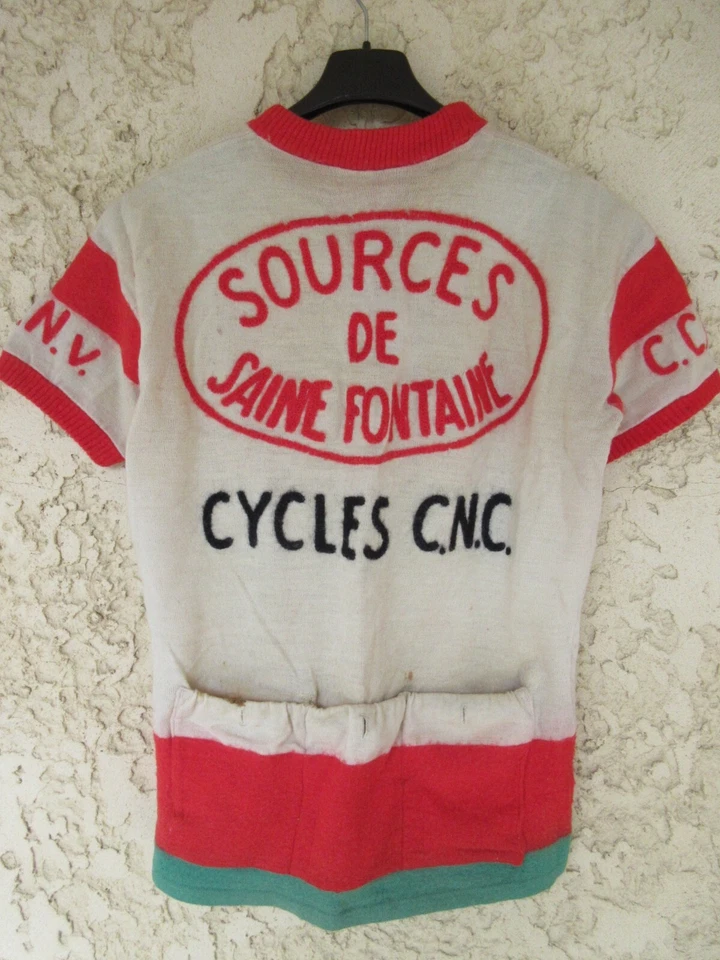 Maillot cycliste vintage 60'S laine CYCLES C.N.C shirt SOURCES DE SAINE FONTAINE - Photo 3/4