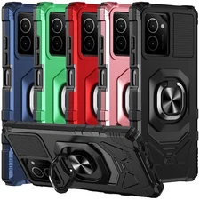 For HMD Vibe Phone Case Metal Ring Magnetic Support Kickstand Cover