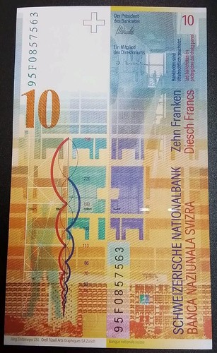 SWITZERLAND _ (P66a) _ 10 FRANKEN BANKNOTE _ 1995_ UNCIRCULATED - Picture 4 of 4