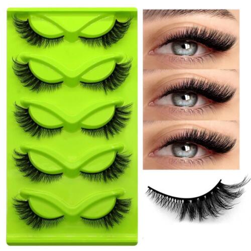 5 Pairs Cat Eye Lashes Faux Mink Eyelashes Winged End Elongated Eye New S2I7 - Foto 9 di 32