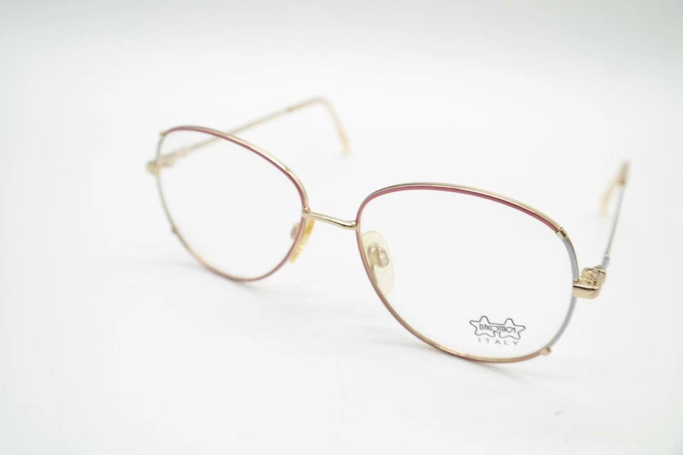 Lunettes Vintage Luxottica 2079 Cuivre Bleu Or Ovale Monture NOS - Photo 3/4