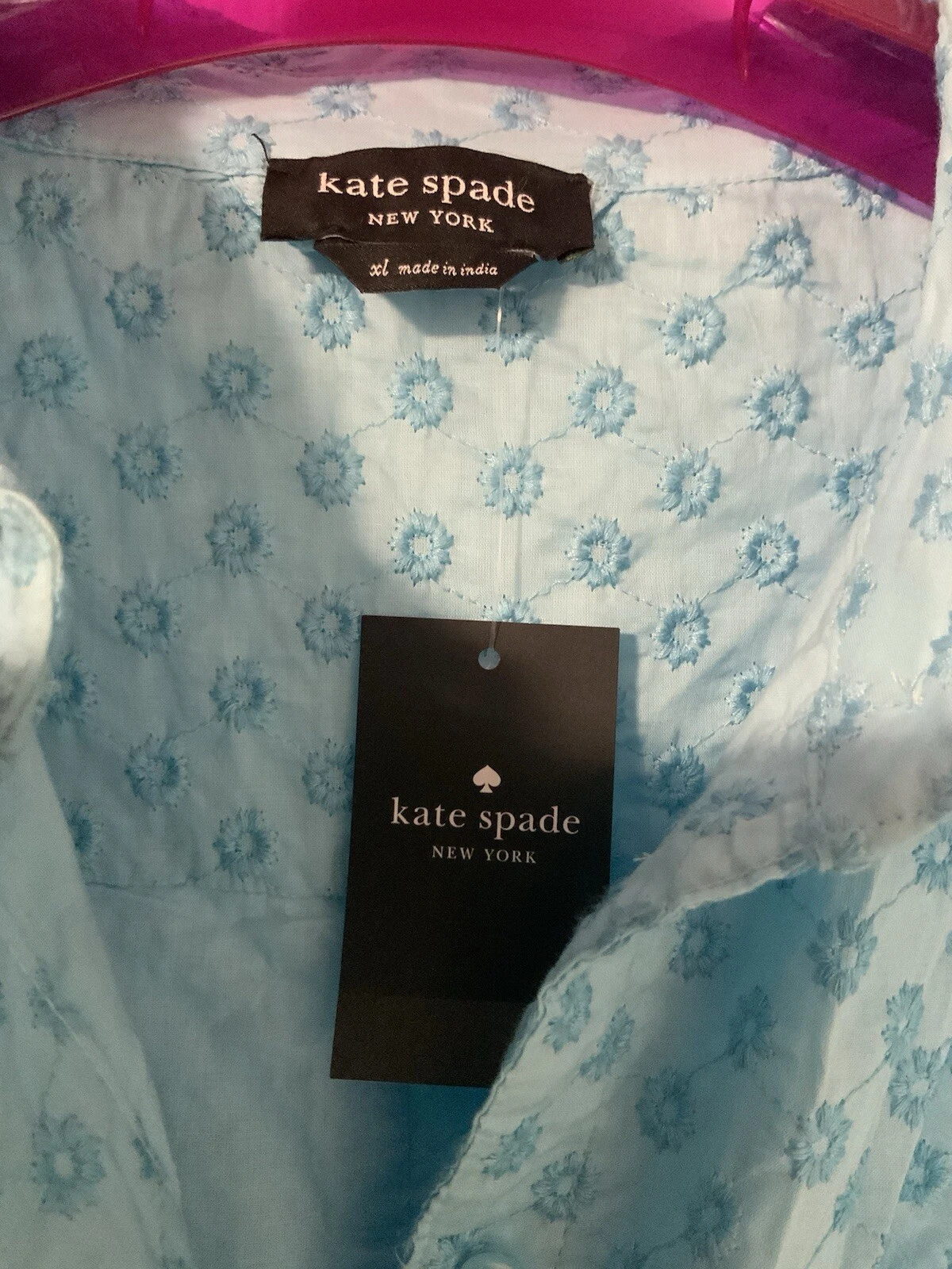 Abito camicia Kate Spade blu chiaro taglia XL taglia 16 prezzo consigliato £325