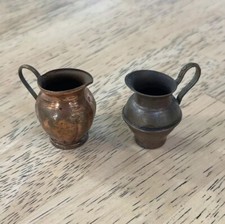 Two Dollhouse Pitchers One Brass And Maybe One Copper. One Made In Italy