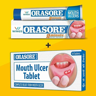Wings ORASORE Complete Relief from Mouth ulcer in 2 min HERBAL EDH GEL + Tablet