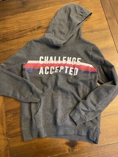 Nwot Ideology GIRLS Pullover Hooded Heather Gray Size XL Challenge Accepted