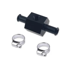 Black In-Line Fuel Pressure Gauge Adapter For 3/8" Fuel Hose 1/8" NPT 2975