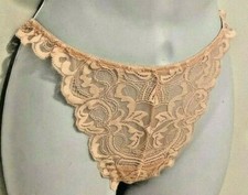 Vintage Natori Pantie L Cheeky Thong Pink Lace Style 7250484 Nylon NWOT China