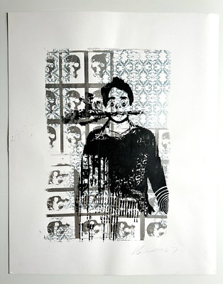 Rocky Grimes einzigartiger Siebdruck signiert auf Papier selten Skate Kultur Punk Rock 