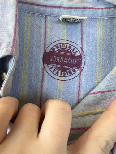 Jordache Original Mens Long Sleeve Multi Color Striped Button Up Collared Sz. XL - Picture 10 of 13