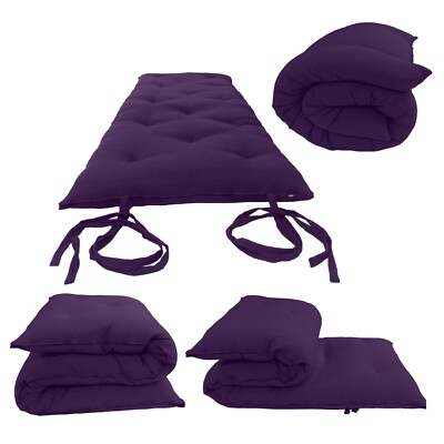 Full Traditional Floor Rolling Mattress, Cotton Shiki Futon 3x 54 x 80 Purple