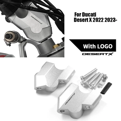 Handlebar Risers Mount Set For Ducati Desert X 2022 2023 2024 Extend Adapters - Foto 7 di 12