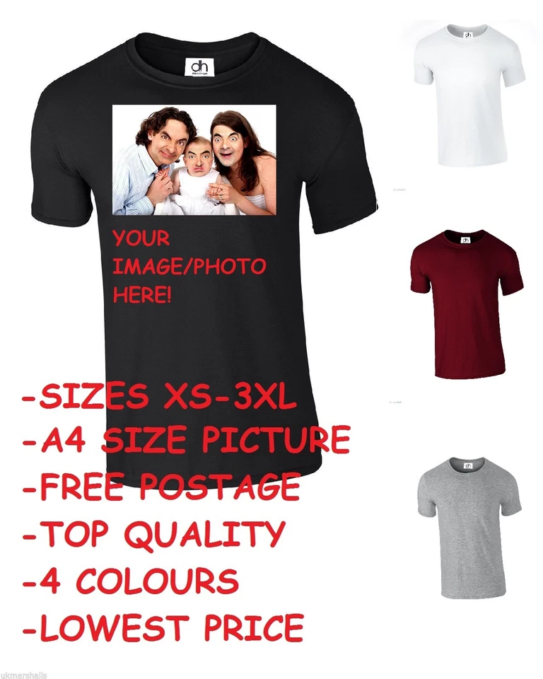 CUSTOM PRINTED PERSONALISED T-SHIRTS TEE SHIRT DESIGN YOUR OWN (T SHIRTS) - Image 1 of 1