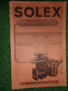 SOLEX THERMOSTARTER CARBURETTORS OWNERS INSTRUCTION BOOK MANUAL HANDBOOK GUIDE | eBay