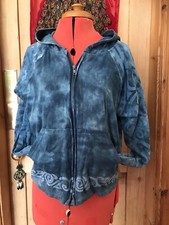 Quirky Vintage Nomads Zip Cotton Tie Dye Jacket Hooded Festival Boho Celtic Blue