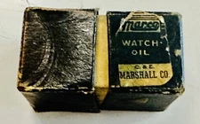 Vintage C & E Marshall Marco Watch Oil 1/3rd Bottle Original Blue Glass + Box