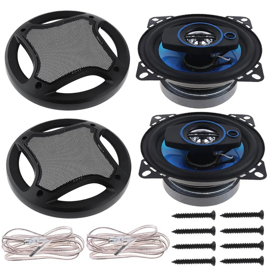 2x Bocina coaxial automática para automóvil de 4 pulgadas 100 W 90 db 3 vías HIFI altavoz de rango completo subwoofer Foto 3 de 4