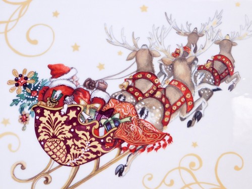 Williams Sonoma Twas La notte prima di Natale piatto formaggio slitta Babbo Natale - Foto 2 di 4