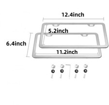 2Pcs Thick Stainless Steel License Plate Slim Frame Covers 2 Holes Universal Fit