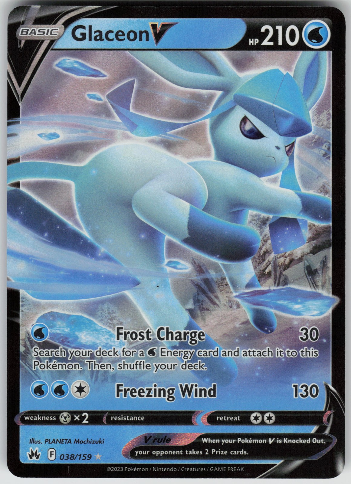 Glaceon V 038/159 Holo Ultra Rare Crown Zenith NM