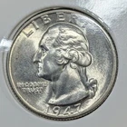1947-D Washington Silver Quarter, Gem Uncirculated- Original Satin White