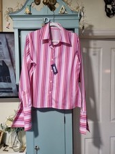 TM Lewin Ladies Shirt, Pink Stripes, Size 16