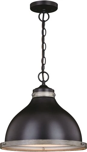 Vaxcel Lighting P0368 Sheffield 15"W Wood Pendant - New Bronze / Distressed Ash - Picture 1 of 12