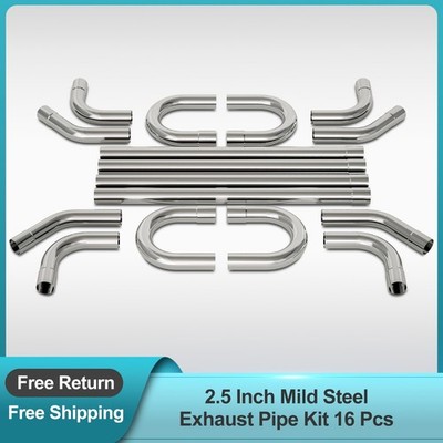 16PCS 2.5''OD DIY OD Custom Exhaust Tubing Mandrel Bend Pipe Straight U-Bend Kit