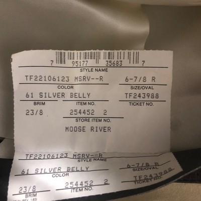 LL BEAN VINTAGE STETSON MOOSE RIVER 61 SILVER BELLY ORIGINAL MADE
