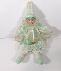 Vtg Harlequin Jester Baby Doll Porcelain Face & Hands 18
