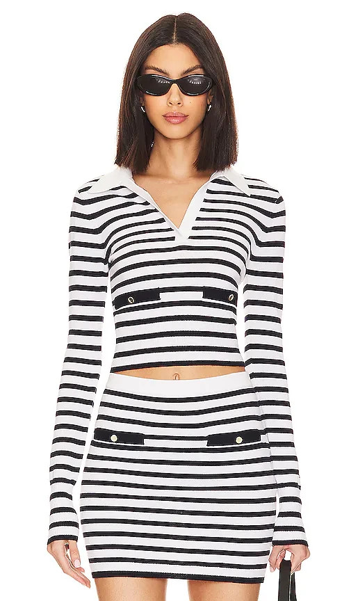 NWT Lovers and Friends Selene Striped Sweater in Black & white Medium