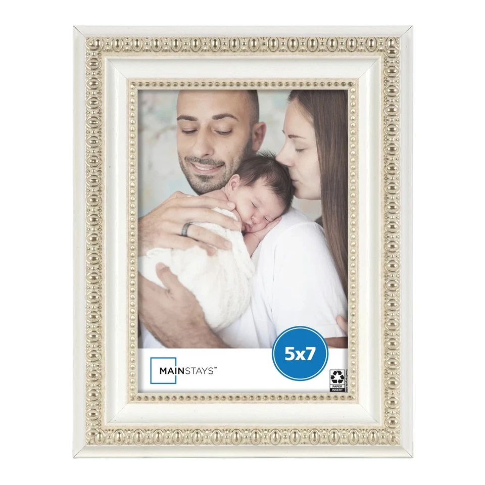 Marco de fotos decorativo de mesa Mainstays 5x7 blanco ornamentado Foto 2 de 4