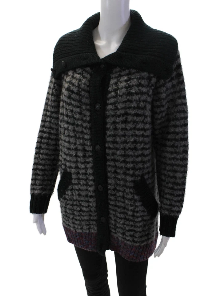 Rag & Bone Womens Button Front Turtleneck Cardigan Sweater Gray Green Size XS - Image 2 of 4