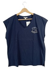 EDCO T-Shirt Femme Bleu Imprimé Coton Bio Casual (EU 38, INT M)