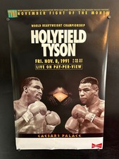 original 1991 EVANDER HOLYFIELD vs MIKE TYSON Caesars Palace 26x40 Fight Poster