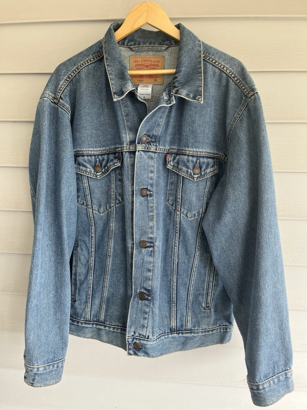 Vtg Levis Standard Trucker Jacket Denim 90s USA Men's Size XL Style #705070389