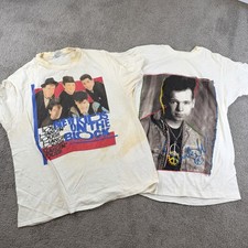 2 VTG New Kids on the Block  Hangin Tough Tour Concert T-shirts White Hanes 1989