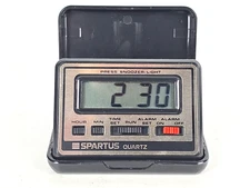 Spartus Quartz Travel Alarm Clock Black Clam Shell Snooze Button Techno 80's (P6