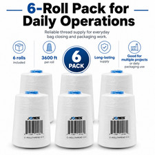 New 6 Cones 100 Polyester White Thread for Portable Bag Closer Stitcher