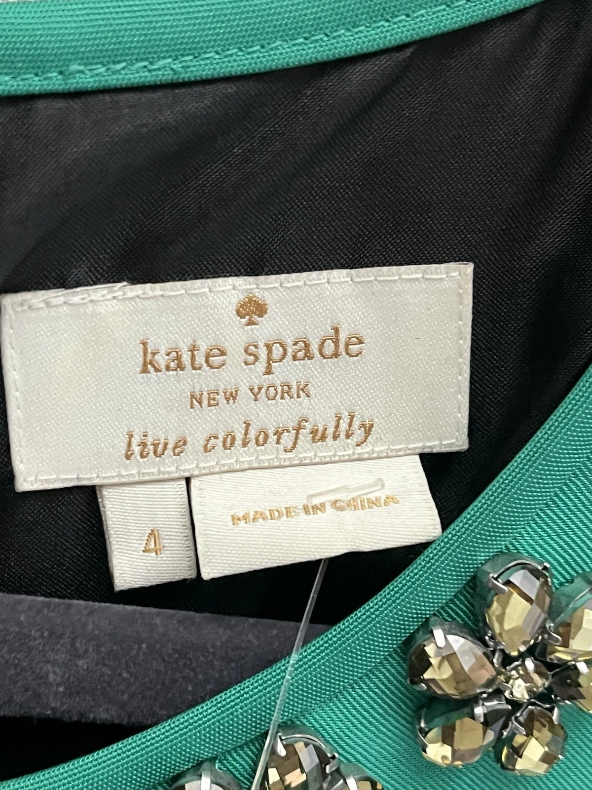 Abito verde Kate Spade Rosita impreziosito con colletto ad anello taglia 4