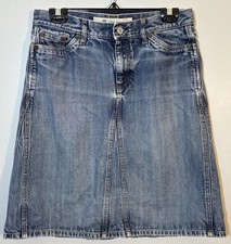 Vtg Y2K Gap Denim Blue Jean Midi Length Skirt Med Wash Sz 8 No Back Pockets